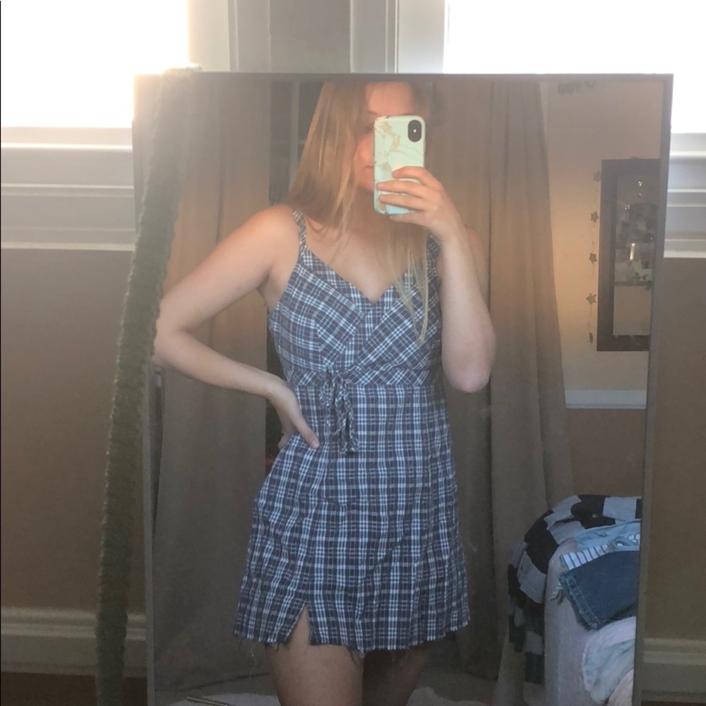 Blue gingham dress